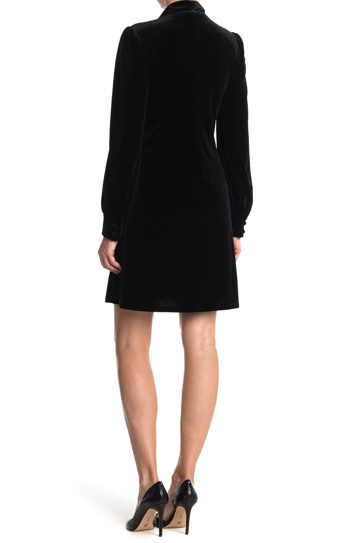 long sleeve velvet shift dress