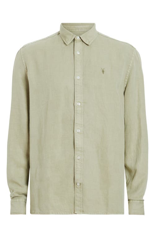 Shop Allsaints Laguna Relaxed Fit Long Sleeve Button-up Shirt In Herb Green