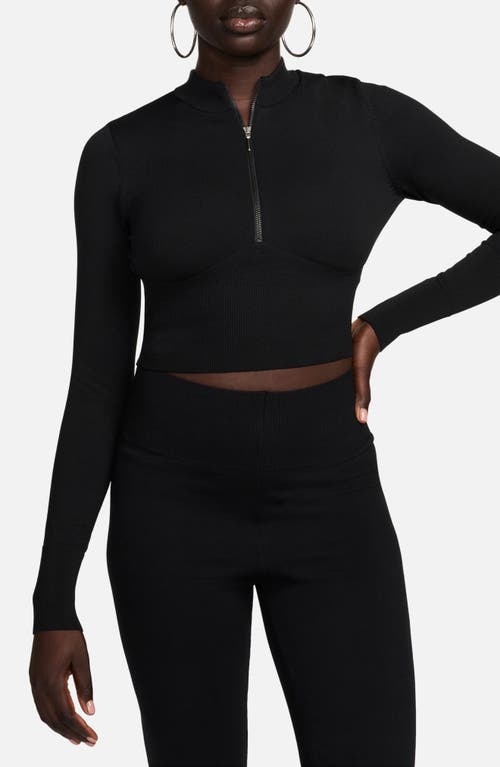 Nike Open Back Crop Sweater In Black