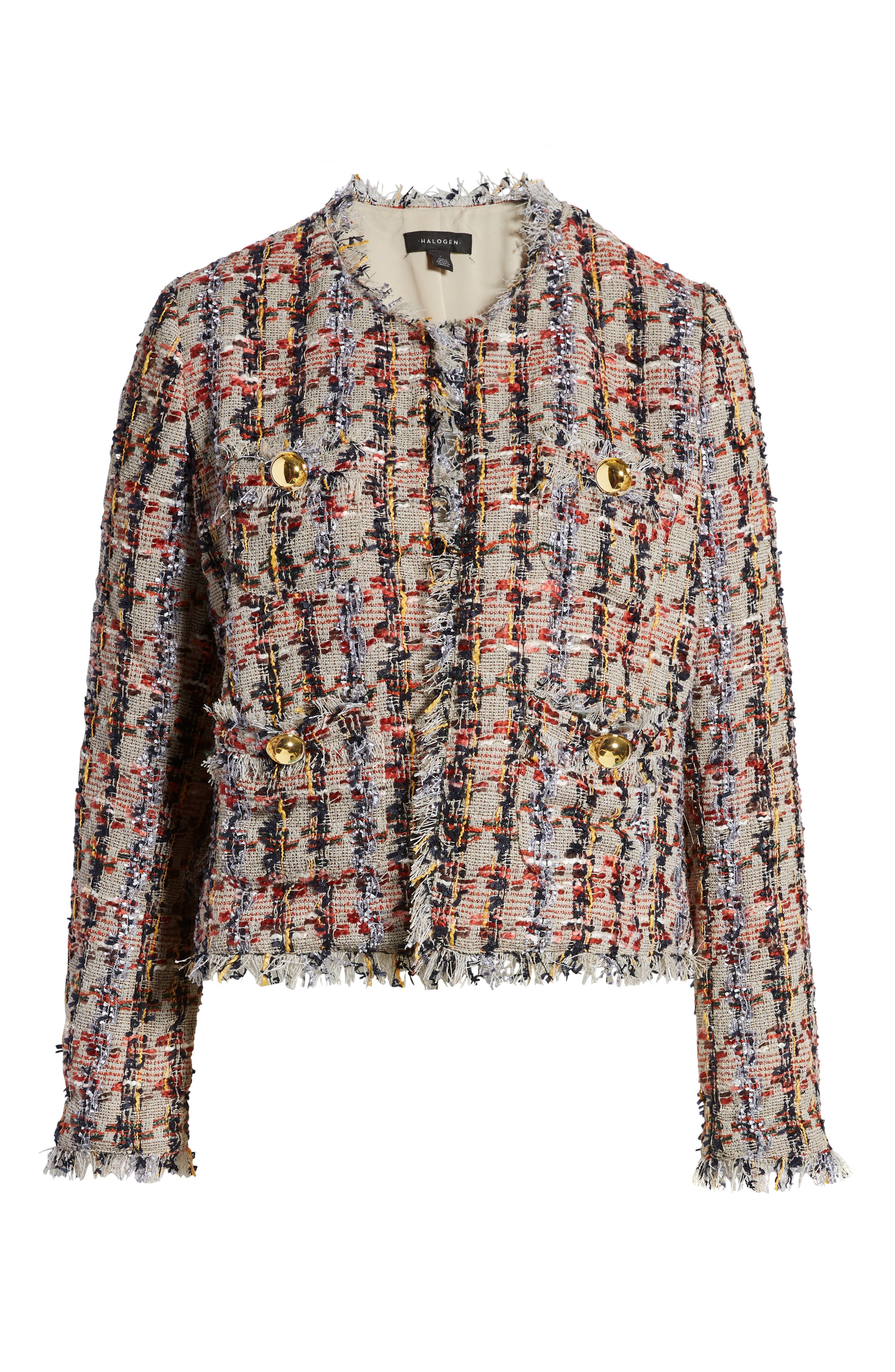 halogen raw edge tweed jacket