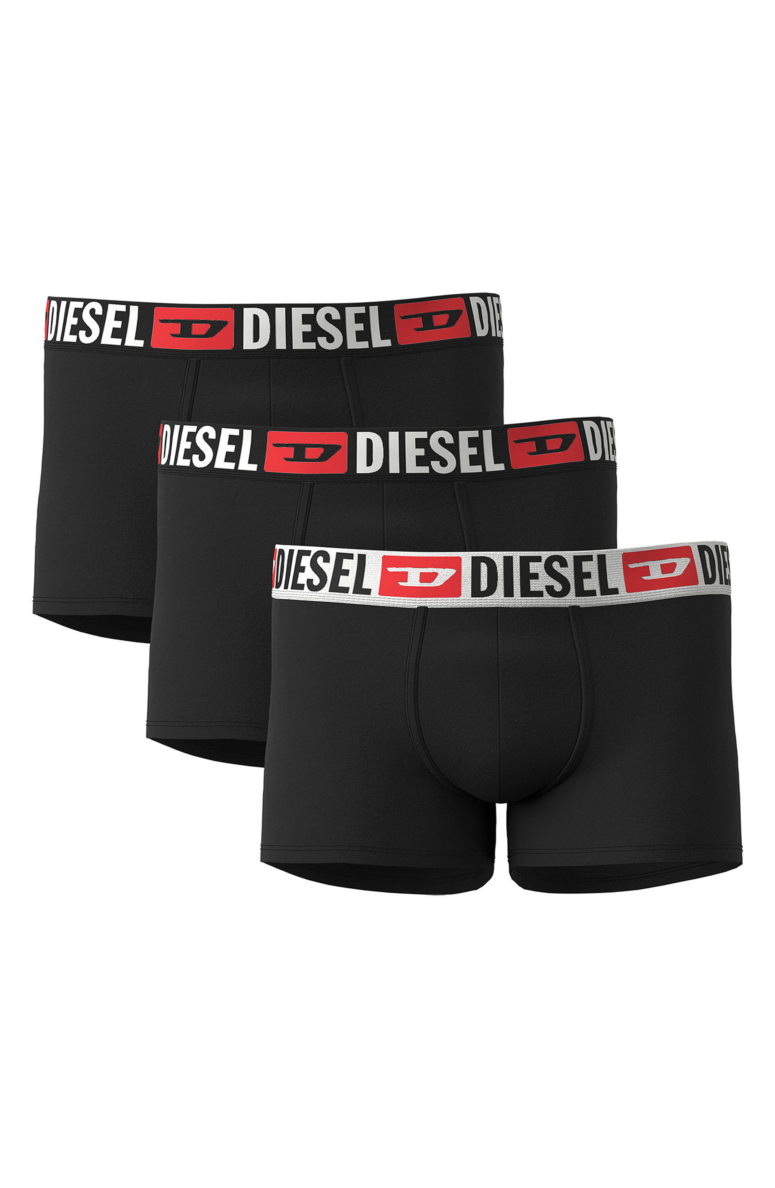 DIESEL(R) UMBX-Damien Assorted 3-Pack Boxer Briefs in Black/Grey