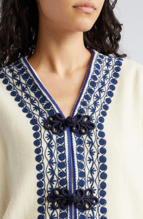Shop Bode Caracalla Vine Wool Jacket In Ivory/blue