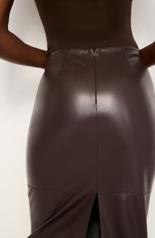 Shop Good American Better Than Faux Leather Midi Pencil Skirt In Bark003