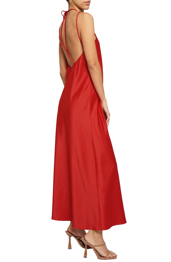 Shop Know One Cares Satin Bias Cut Maxi Dress In Red