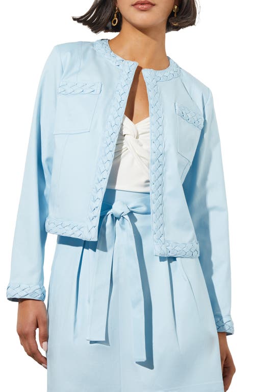 Ming Wang Braided Trim Open Front Jacket Haze at Nordstrom,