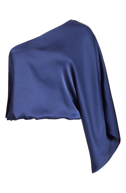Ramy Brook Gina Asymmetric Satin Blouse In Spring Navy
