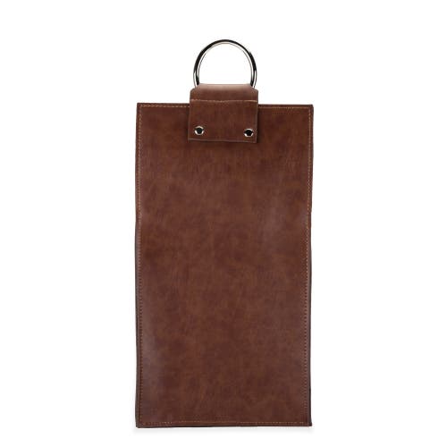 Viski Brown Faux Leather Doublebottle Wine Tote In Brown