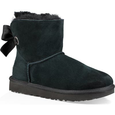 UGG Customizable Bailey Bow Mini Genuine Shearling Bootie, Black