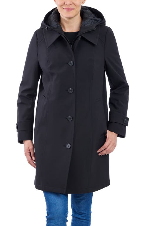 Shop London Fog Water Resistant Bonded Raincoat With Bib Detail In Black