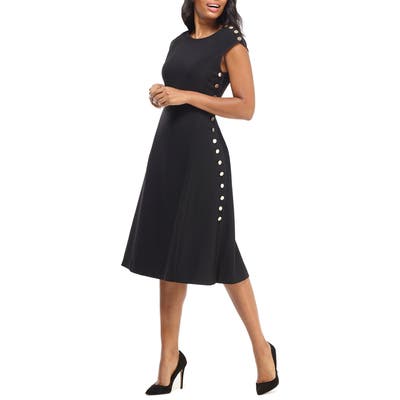 Maggy London Desk To Dinner Button Trim A-Line Dress, Black