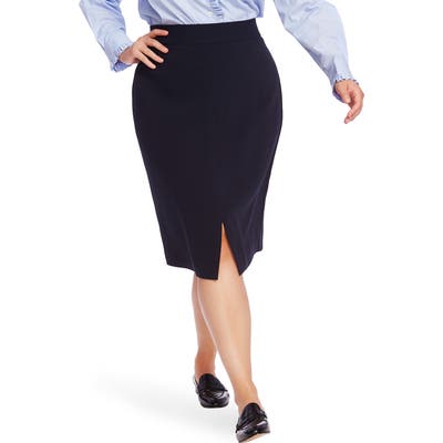 Plus Size Court & Rowe Front Slit Crepe Pencil Skirt, Blue