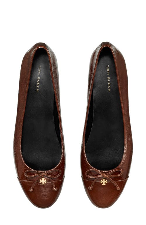 Shop Tory Burch Cap Toe Ballet Flat In Dark Maple/dark Maple