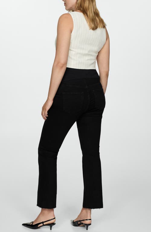 Shop Mango Over The Bump Crop Flare Maternity Jeans In Black Denim
