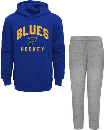 Outerstuff Toddler Blue/Heather Gray St. Louis Blues Play by Pullover Hoodie & Pants Set Size:3T