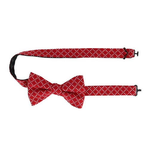 Trafalgar Rowan Geometric Pattern Silk Bow Tie In Red