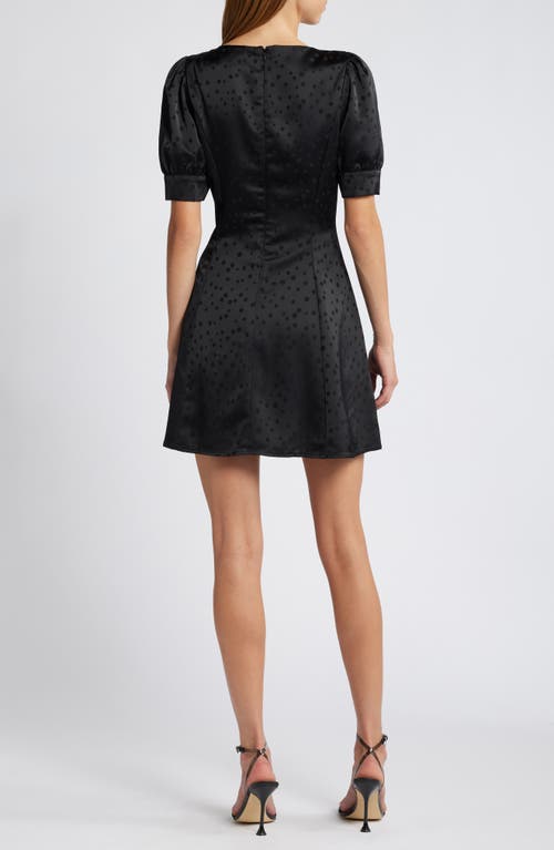 Shop Charles Henry Dot Jacquard Satin Minidress In Black