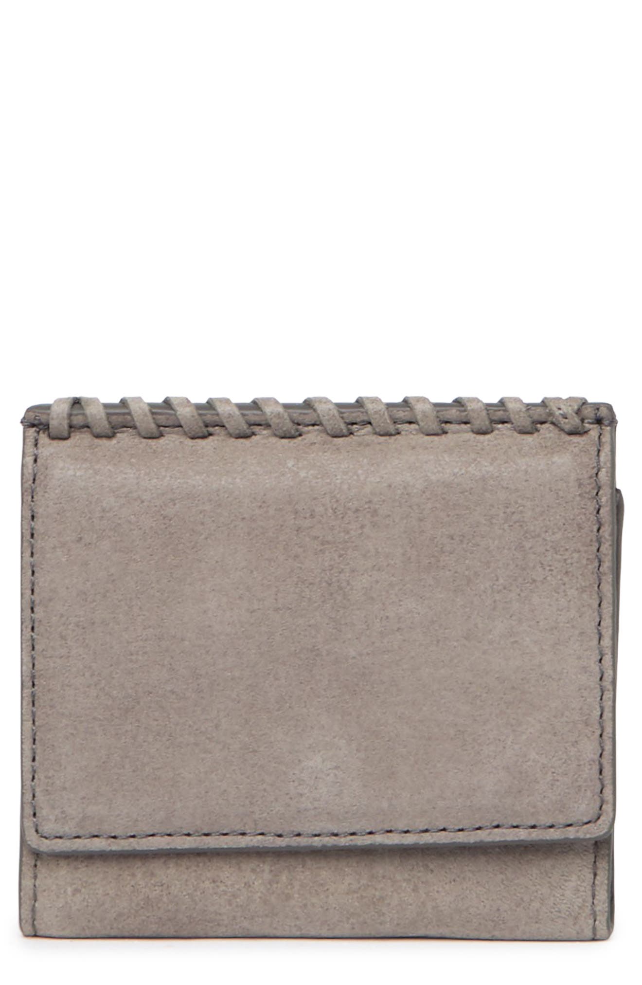 Hobo Stitch Woven Leather Bifold Wallet In Titanium