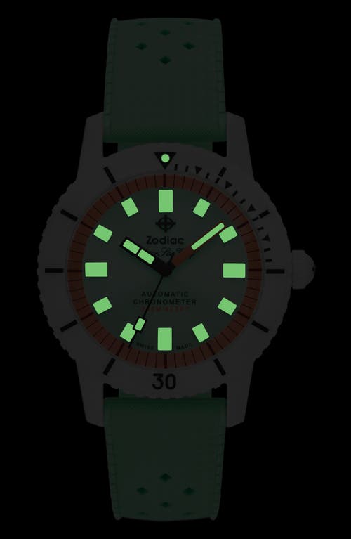 Shop Zodiac Super Sea Wolf Ceramic Rubber Strap Watch, 41mm In Green