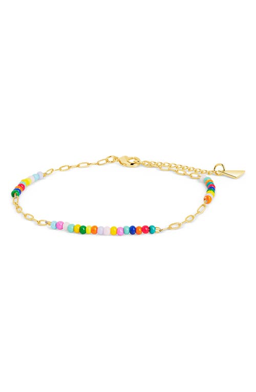 Sterling Forever Iridiana Rainbow Beaded Bracelet In Gold