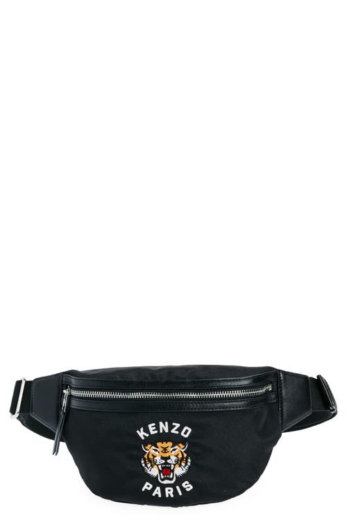 KENZO Varsity Logo Embroidered Canvas Belt Bag in Black at Nordstrom