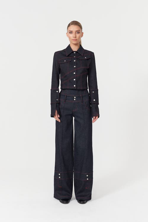 Jendue Davidson Jacket With Cross Sewed Detail In Deep Blue