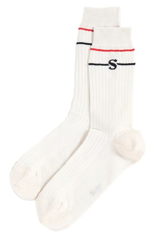 Stems Cotton Blend Crew Socks in Ivory 