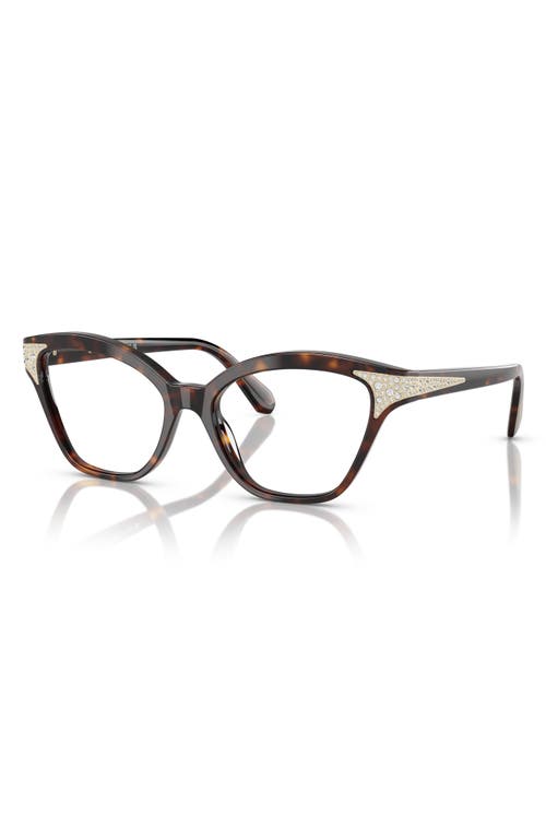 Swarovski 54mm Cat Eye Optical Glasses In Dark Havana