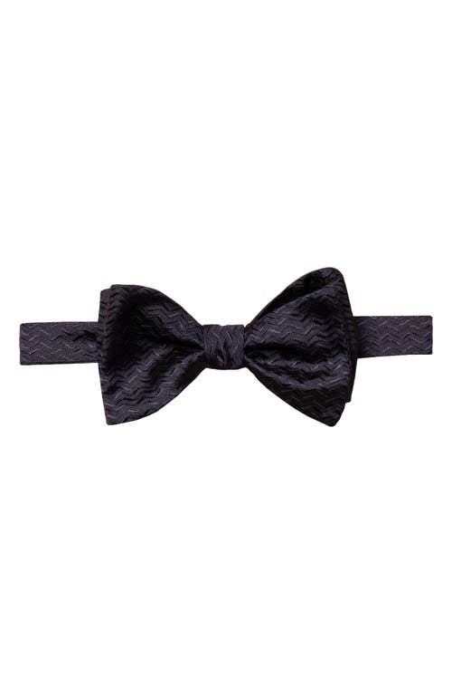 Eton Herringbone Silk Bow Tie in Navy