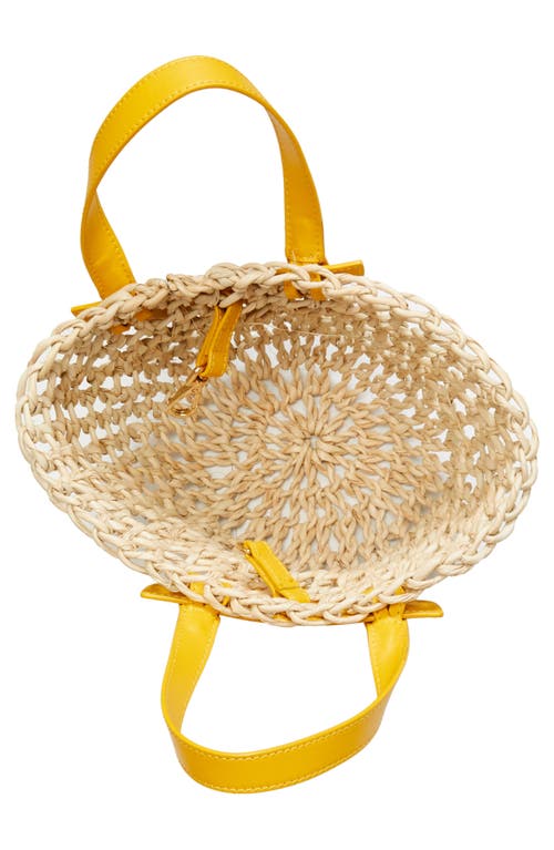 Shop Eilaf Dom Mini Woven Palm Straw Tote In Soleil Yellow