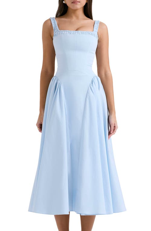 Shop House Of Cb Dorothy B Pima Cotton Blend Cocktail Midi Dress In Nan Tucket Breeze