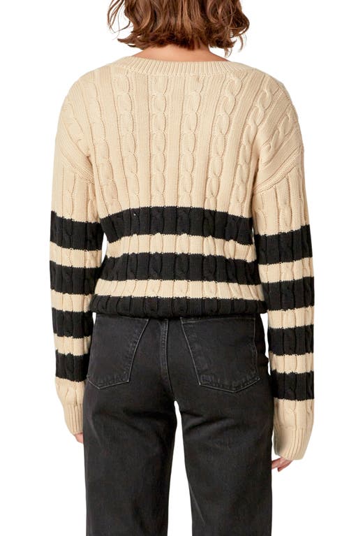 English Factory Stripe Cable Stitch Sweater In Beige/black
