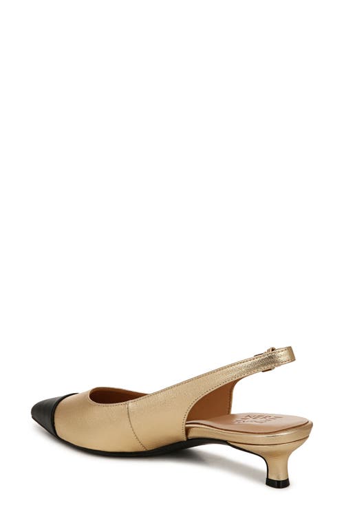 Naturalizer Gazing Kitten Heel Slingbacks In Dark Gold Faux Leather