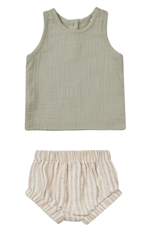 QUINCY MAE QUINCY MAE ORGANIC COTTON TANK & STRIPE BLOOMERS SET 