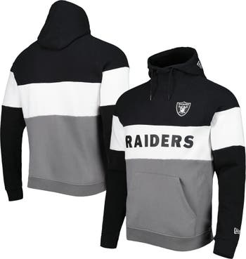 Men's New Era Black Las Vegas Raiders 2023 NFL Training Camp Raglan Pullover Hoodie Size: Medium