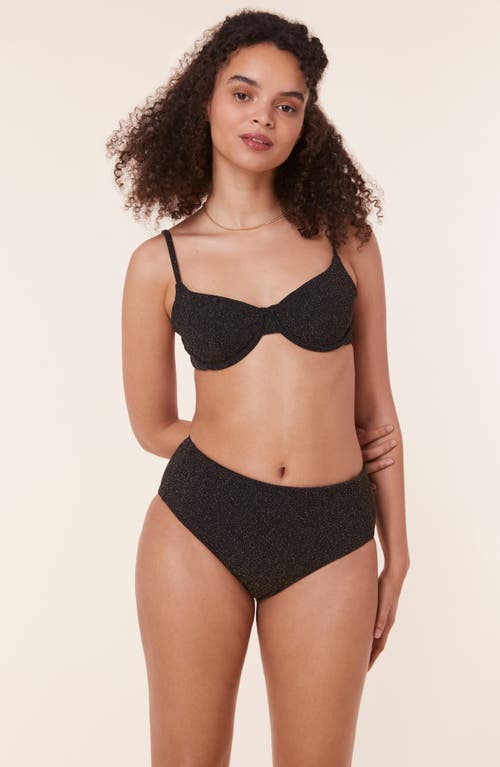 Andie The Bermuda Metallic Underwire Bikini Top In Black