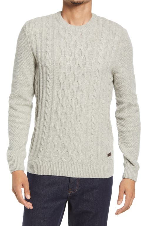 Barbour Essential Chunky Cable Crewneck Wool Blend Sweater in Fog
