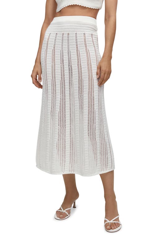 MANGO Openwork Stitch Midi Sweater Skirt in White at Nordstrom, Size Medium