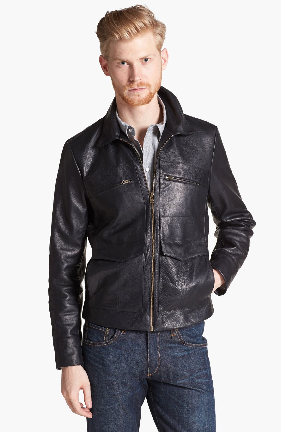Billy Reid Leather Jacket, Sweatshirt & rag & bone Jeans | Nordstrom