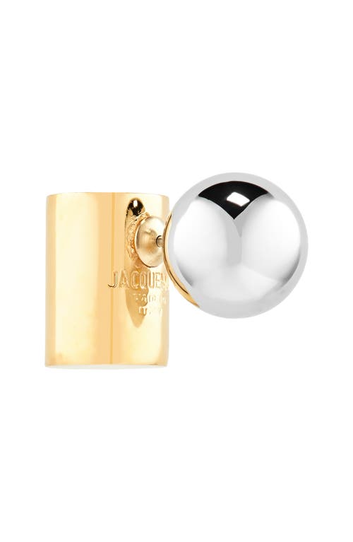 Shop Jacquemus Les Boucles Perlina Mismatched Ear Jackets In Gold/silver