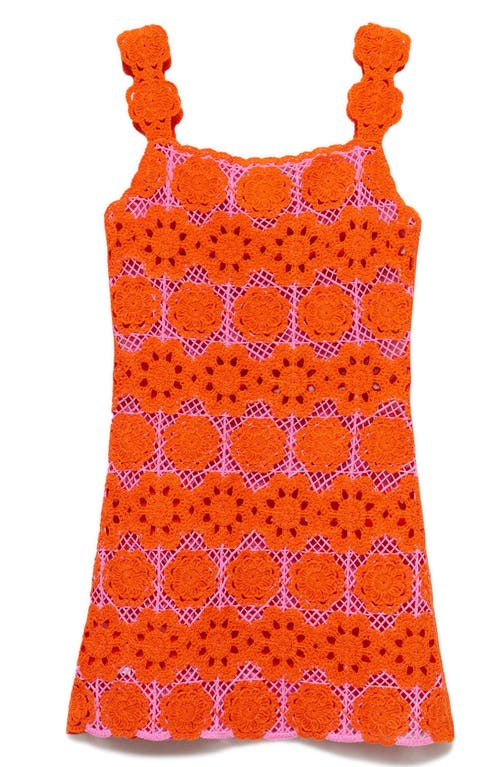 Shop Mango Floral Crochet Minidress In Orange