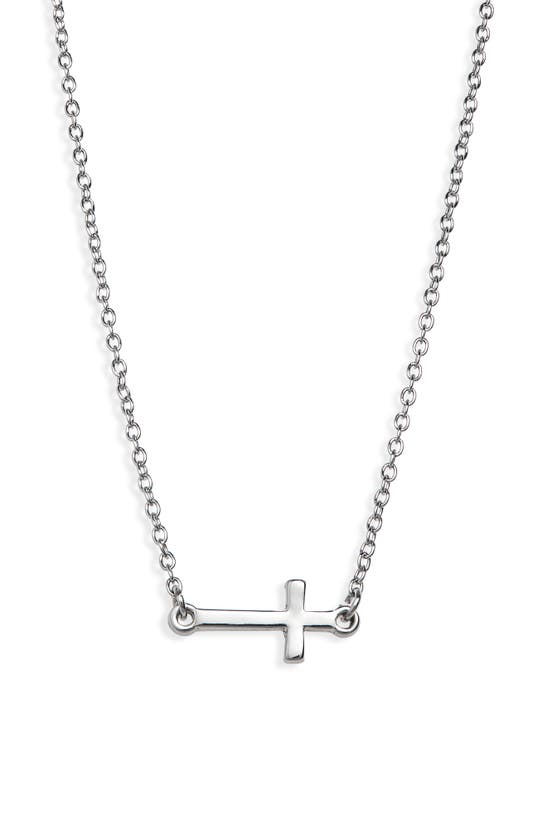 Shop Bp. Horizontal Cross Pendant Necklace In Silver