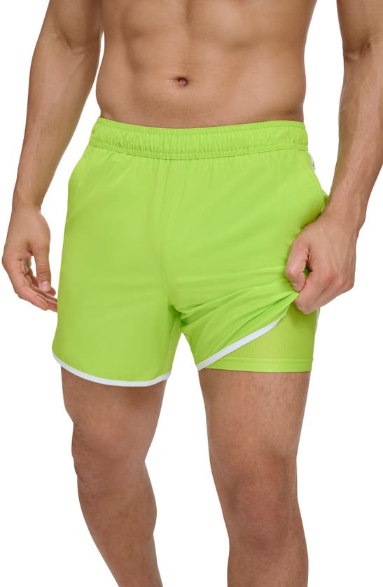 Calvin Klein Pull-on Runner Shorts In Lime