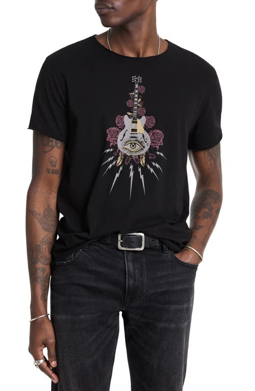 Guitar Cotton Graphic T-Shirt in Black