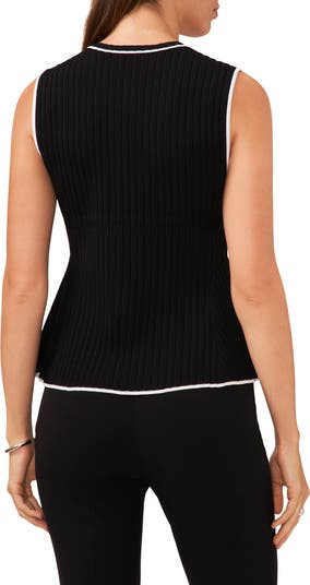 Halogen Contrast Trim Rib Sleeveless Peplum Sweater Nordstrom