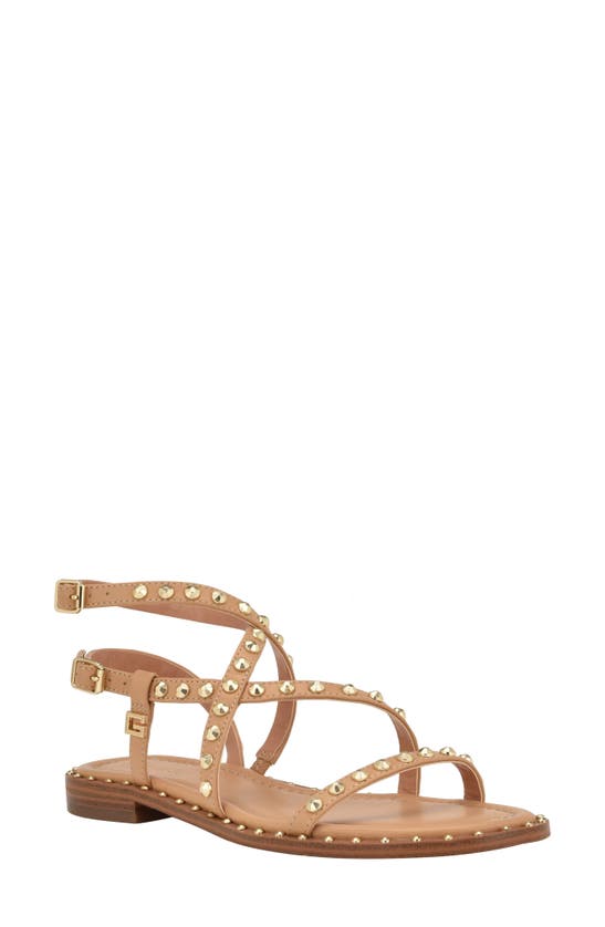 Shop Guess Yamara Studded Gladiator Sandal In Light Natural 110