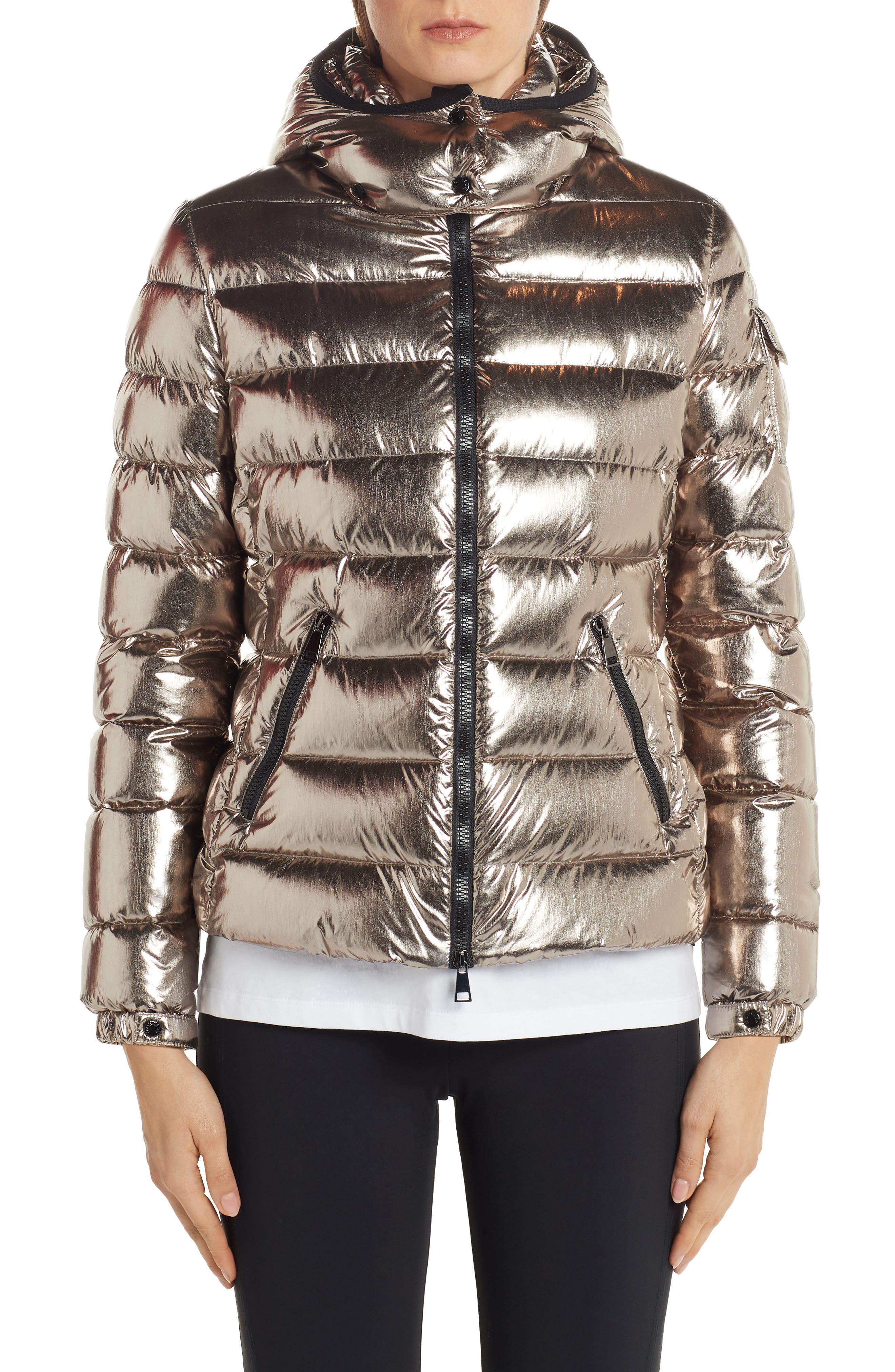 moncler metallic puffer jacket