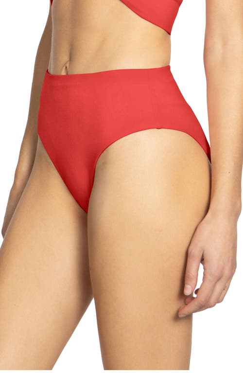 Shop Robin Piccone Ava High Waist Bikini Bottoms In Guava