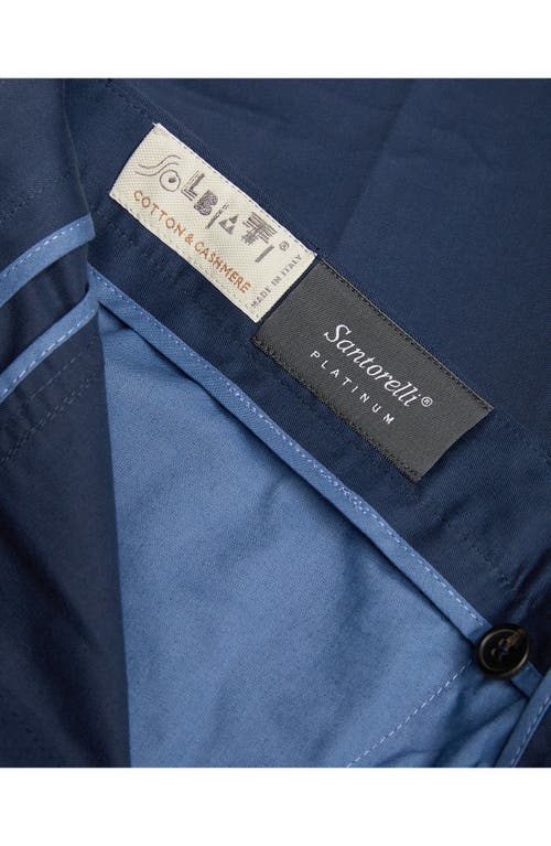 Shop Santorelli Flat Front Cotton Blend Pants In Navy