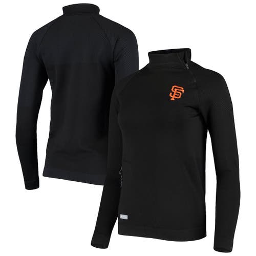 Women's Levelwear Black San Francisco Giants Verse Asymmetrical Raglan Tri-Blend Quarter-Zip Jacket
