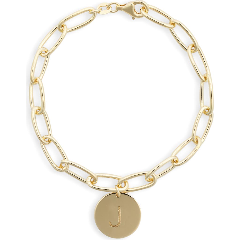 Meshmerise Initial Disc Charm Bracelet In Yellow-j